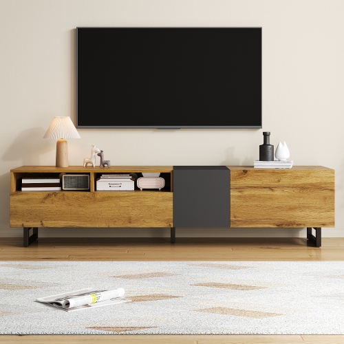 Contrast TV Stand with Doors & Compartments - Metal Legs - 67"