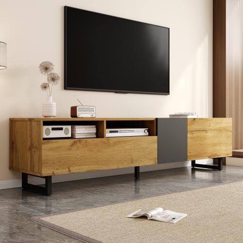 Contrast TV Stand with Doors & Compartments - Metal Legs - 67"
