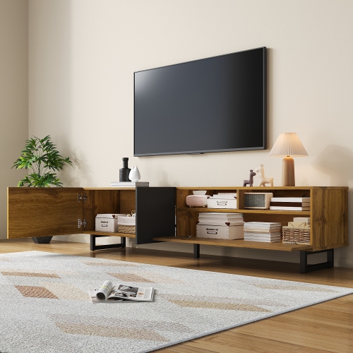 Contrast TV Stand with Doors & Compartments - Metal Legs - 67"