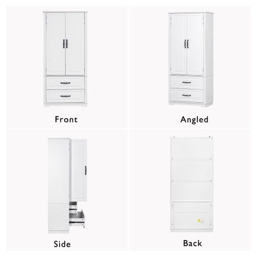 Farmhouse Pantry Cabinet - 71" Freestanding Cupboard w/ Drawers & Shelves, White