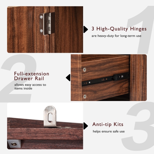 Farmhouse Pantry Cabinet - 72" Tall, Pull Out Organizers, Brown