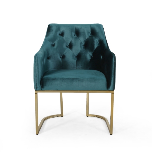 Modern Glam Velvet Accent Chair with Gold Accents