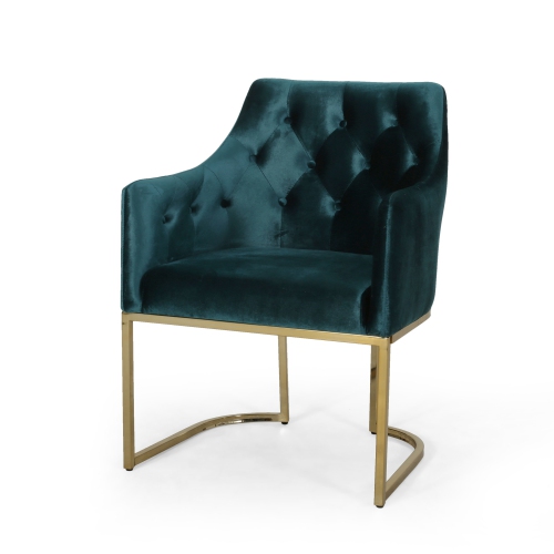 Modern Glam Velvet Accent Chair with Gold Accents