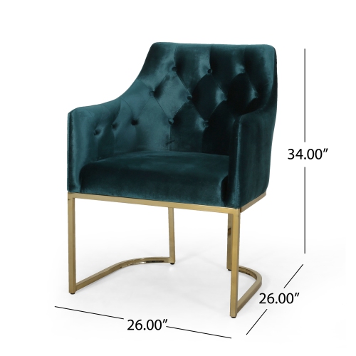 Modern Glam Velvet Accent Chair with Gold Accents