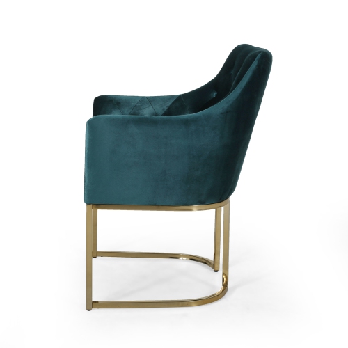 Modern Glam Velvet Accent Chair with Gold Accents
