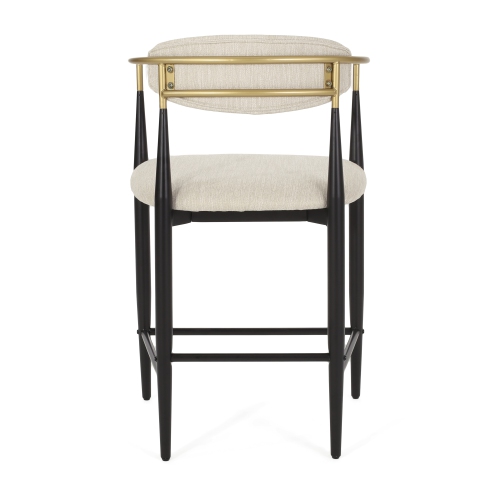 Set of 2 Modern Counter Stools - Black & Gold Accents