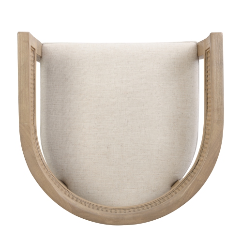 2-Piece Rattan Back Dining Chairs - Wood Frame, Upholstered Seats