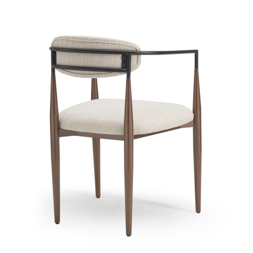 Set of 2 Modern Upholstered Dining Chairs - Gold Accent