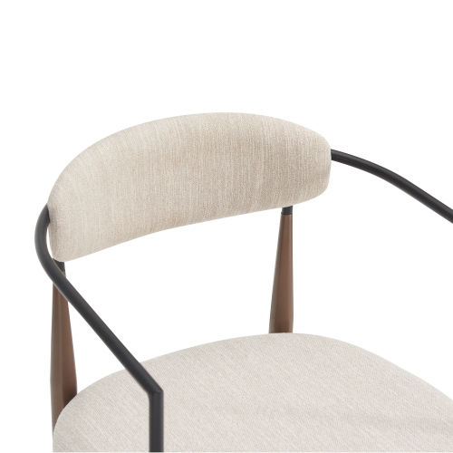 Set of 2 Modern Upholstered Dining Chairs - Gold Accent