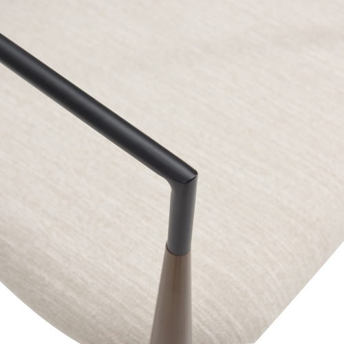 Set of 2 Modern Upholstered Dining Chairs - Gold Accent