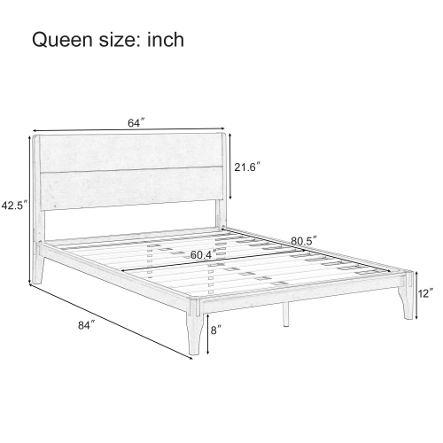 Bamboo Platform Bed - Queen, Mid-Century Modern, Wood Slat, Easy Assembly