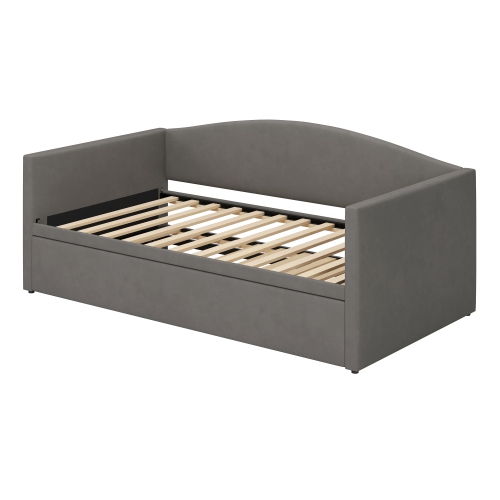 Velvet Twin Daybed with Pop-Up Trundle - Gray
