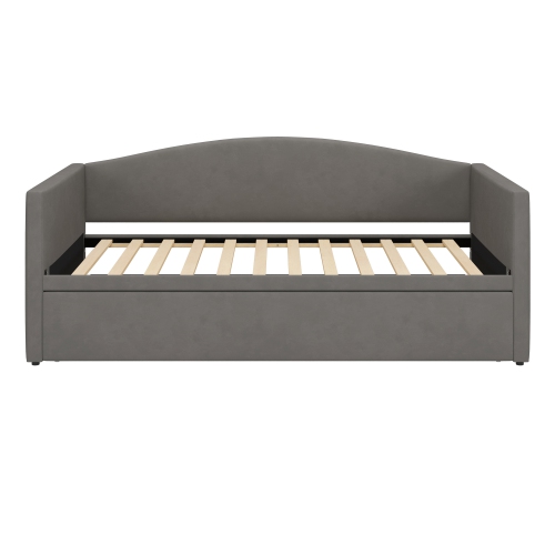 Velvet Twin Daybed with Pop-Up Trundle - Gray