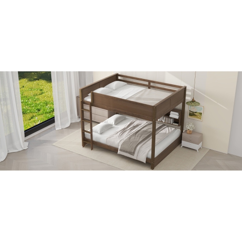 Queen/Queen Bunk Bed w/ Storage, USB, Antique Wood