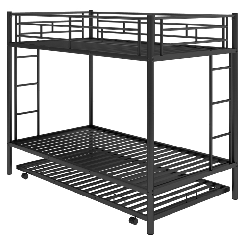 Twin over Twin Bunk Bed with Trundle, Black