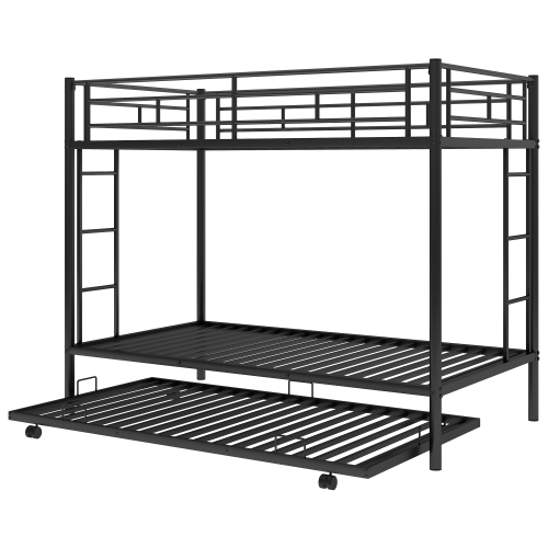 Twin over Twin Bunk Bed with Trundle, Black