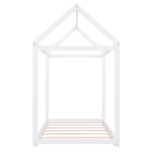 Twin Size Wooden House Bed, White