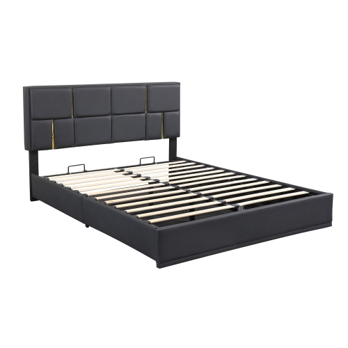 Queen Hydraulic Storage Platform Bed - Black