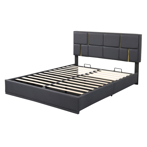 Queen Hydraulic Storage Platform Bed - Black