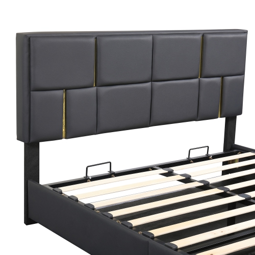 Queen Hydraulic Storage Platform Bed - Black