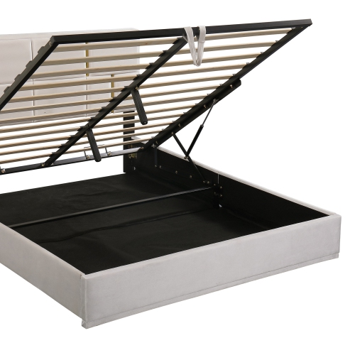 Queen Hydraulic Storage Platform Bed - Beige