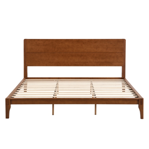 Bamboo Platform Bed - King, Mid-Century Modern, Wood Slat, Easy Assembly