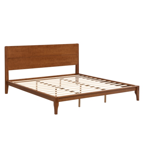 Bamboo Platform Bed - King, Mid-Century Modern, Wood Slat, Easy Assembly