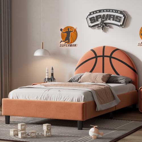Orange Basketball Twin Platform Bed