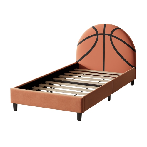Orange Basketball Twin Platform Bed