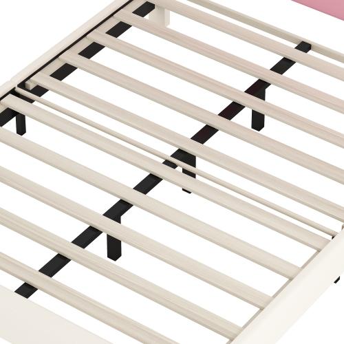 Princess Bed with Crown Headboard - Full Size, Cream+Pink