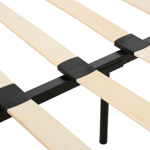 King Upholstered Platform Bed Frame - Tufted, Easy Assembly, Black