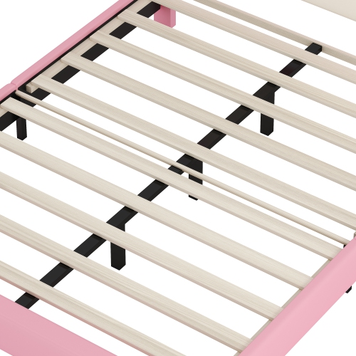 Princess Bed with Crown Headboard - Full Size, Cream+Pink