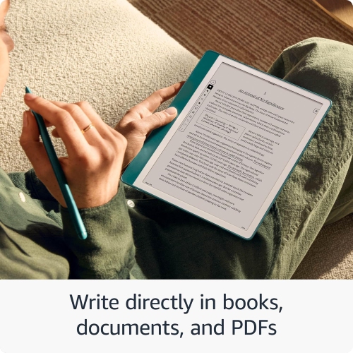 Kindle Scribe - Redesigned display with uniform borders. Now write directly on books and documents. With built-in notebook summarization. Includes