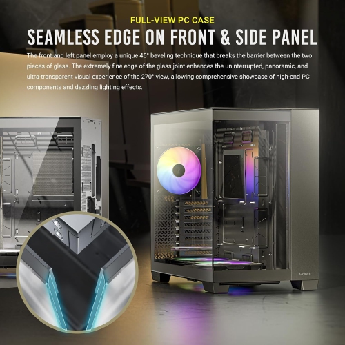 Antec C8 ARGB, 2X TQR 160mm & 1x TQ 140mm ARGB PWM Fans, Dual-Chamber Layout, Type-C, 360mm Radiator Support, Seamless TG Front & Side Panels, RTX 40