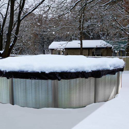 Housse d'hiver pour piscine hors-terre ronde de 24 pi de Swimline avec coussin d'air fermé de 4 x 8 pi