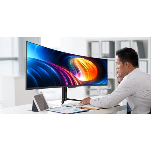 V7 – Moniteur incurvé visualisable USB-C de 49 po – DQHD – 5120 x 1440 – Hauteur réglable