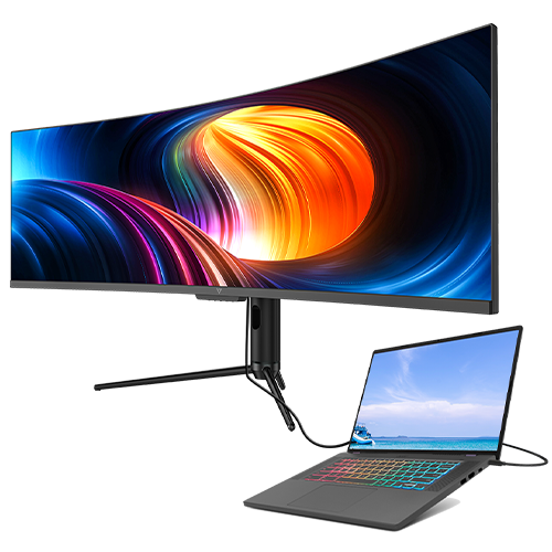 V7 – Moniteur incurvé visualisable USB-C de 49 po – DQHD – 5120 x 1440 – Hauteur réglable