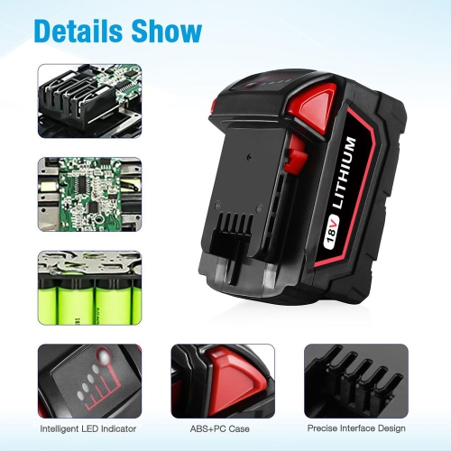 DR. BATTERY 18V Battery for Milwaukee M18 Cordless Power Tools – Fits 48-11-1811 48-11-1815 48-11-1820 48-11-1850 48-11-1852 48-59-1850 48-11-1840