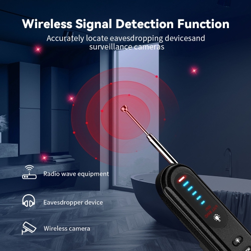 Camera detector GPS wireless signal hotel anti-sneak infrared detector fast and accurate detection - black