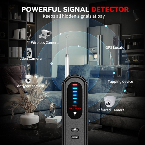 Camera detector GPS wireless signal hotel anti-sneak infrared detector fast and accurate detection - black