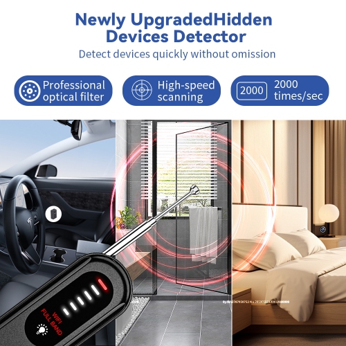 Camera detector GPS wireless signal hotel anti-sneak infrared detector fast and accurate detection - black