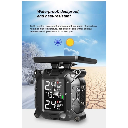 Moniteur de pression de pneu de moto solaire sans fil externe détecteur de véhicule électrique de moto étanche Surveillance de haute