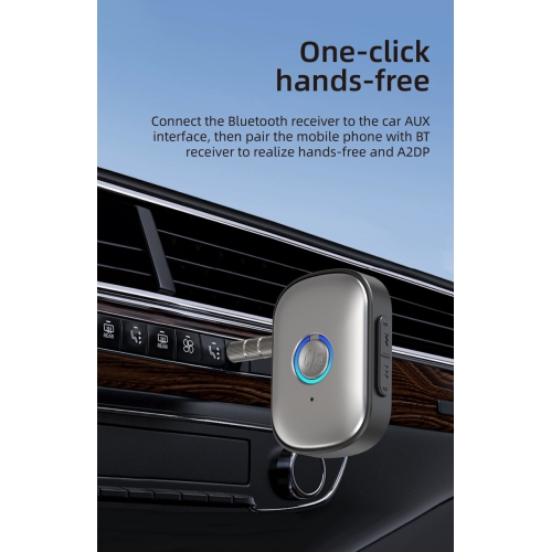 Récepteur Bluetooth adaptateur audio pour l'auto mains libres HD récepteur d'auto longue autonomie auxiliaire - W1 - gris argenté