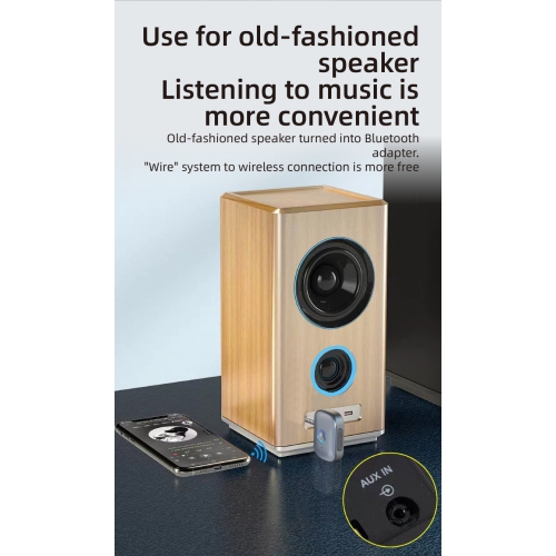 Récepteur Bluetooth adaptateur audio pour l'auto mains libres HD récepteur d'auto longue autonomie auxiliaire - W1 - gris argenté