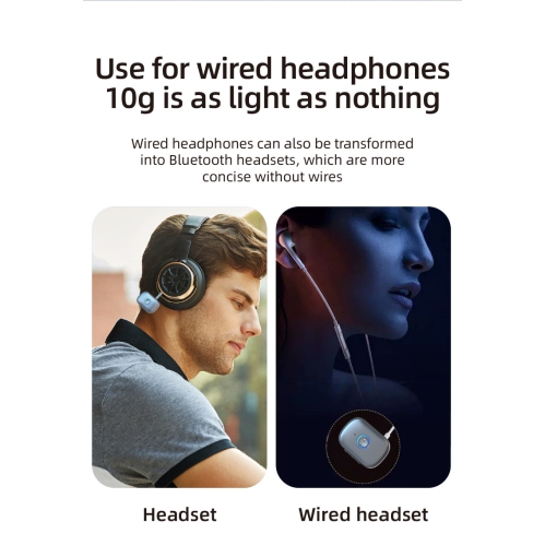 Récepteur Bluetooth adaptateur audio pour l'auto mains libres HD récepteur d'auto longue autonomie auxiliaire - W1 - gris argenté