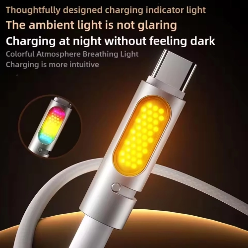 240w ligne de données aromathérapie Colonne lumineuse en silicone coloré Câble de chargement rapide adapté pour Apple Huawei Notebook double port-cde