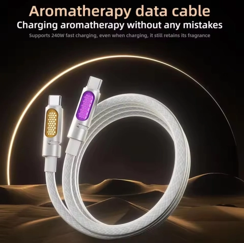 240w ligne de données aromathérapie Colonne lumineuse en silicone coloré Câble de chargement rapide adapté pour Apple Huawei Notebook double port-cde