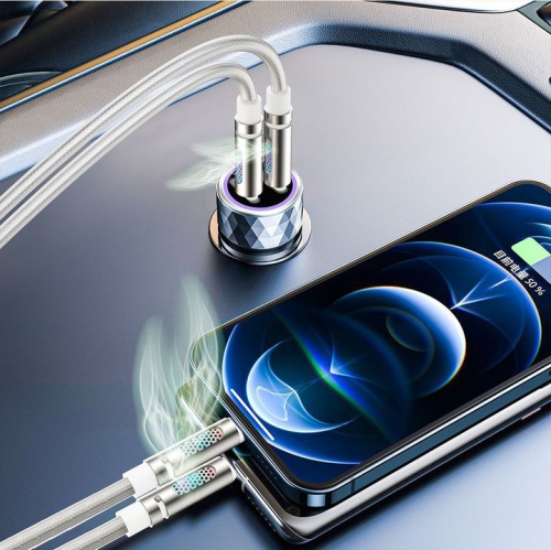 240w ligne de données aromathérapie Colonne lumineuse en silicone coloré Câble de chargement rapide adapté pour Apple Huawei Notebook double port-cde