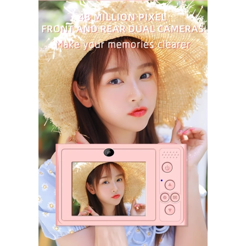 K09 Appareil photo numérique étudiant HD Selfie Téléphone portable abordable Appareil photo CCD K09 rose standard + carte 32G + adaptateur de TYPE C