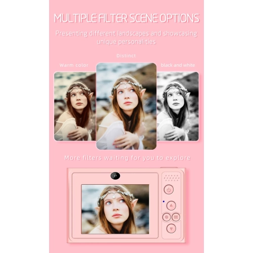 K09 Appareil photo numérique étudiant HD Selfie Téléphone portable abordable Appareil photo CCD K09 rose standard + carte 32G + adaptateur de TYPE C